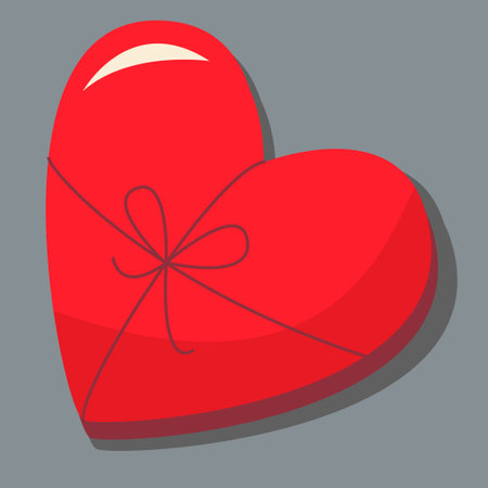 A box of chocolates in the shape of a heart. day of love. valentine's day. A greeting card with a declaration of love. A flat vector image on a gray background.のイラスト素材