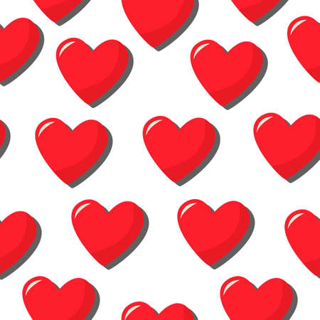 The heart is red. Vector pattern in a flat style. simple seamless pattern. Valentine's Day...