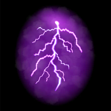 Lightning strike in neon lightのイラスト素材