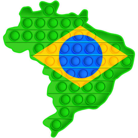 Toy in the shape of the continent of Brazil. Popping toy, Simple Dimple.のイラスト素材