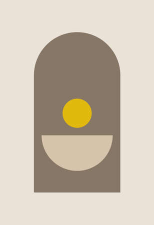 Abstract modern poster of the mid-century with geometric shapes. Design for wallpaper, background, wall decor, cover, printing. The modern art of minimalism in the boho style.のイラスト素材