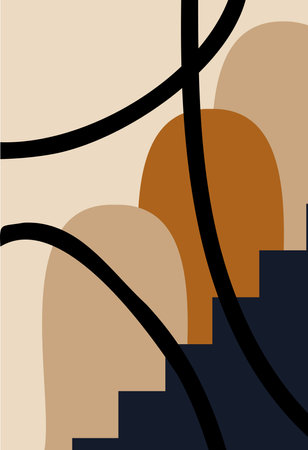 Modern geometric compositions and shapes. Abstract modern background. Backgrounds with geometric shapes. Boho style wall decor. minimalism.のイラスト素材