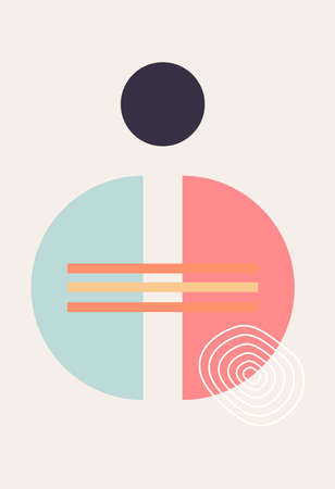 Geometric shapes, with soft shapes. Contrasting colors, graphic design. For templates, presentations. vector graphics. Boho abstraction. minimalism.のイラスト素材