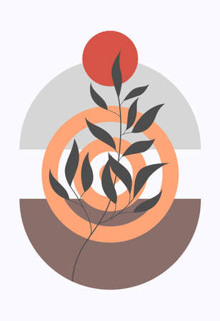 wall art. Minimalist abstract art background. abstract design. various forms. Modern art isolated vector graphic. Boho style.のイラスト素材