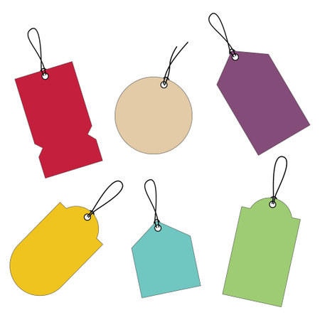 Tags on the product. Colorful tags for sale.のイラスト素材