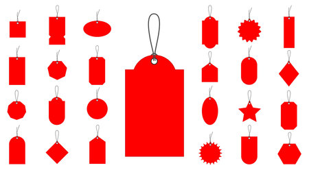 Clean white paper price tags or gift tags of various shapes.のイラスト素材