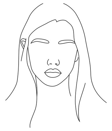 Portrait along the lines. Abstract artistic drawing of a female face line. The silhouette of a woman's face is drawn in one line. Female faces of the same line. Minimalism.のイラスト素材