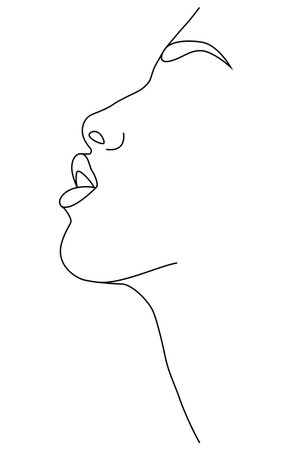 Portrait along the lines. Drawing in the style of one line.のイラスト素材