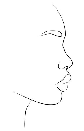 Portrait along the lines. Abstract artistic drawing of a female face line.のイラスト素材