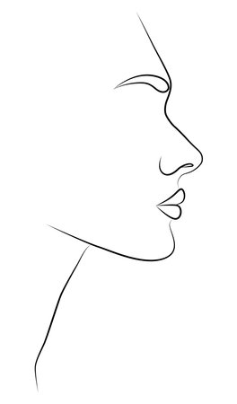 Portrait along the lines. Abstract artistic drawing of a female face line.のイラスト素材