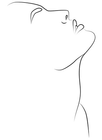 Portrait along the lines. Abstract artistic drawing of a womans face line.のイラスト素材