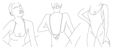 A set for drawing lines of the female body.のイラスト素材