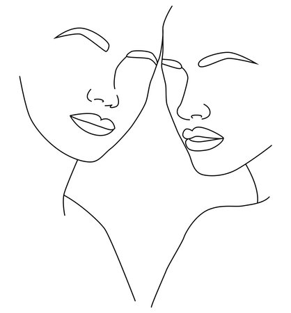 Portrait along the lines. Drawing of a woman. Drawing in the style of one line.のイラスト素材