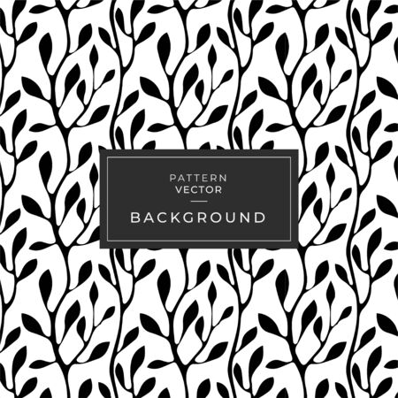 seamless abstract pattern leaf texture black and whiteのイラスト素材