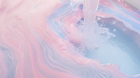 abstract background of blue and pink paint splashing on the waterの素材