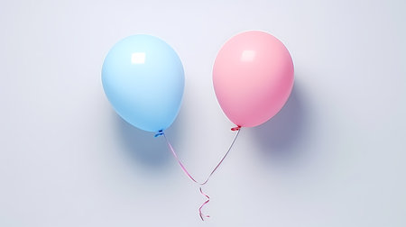 Two blue and pink balloons on a white background. Baby showerの素材
