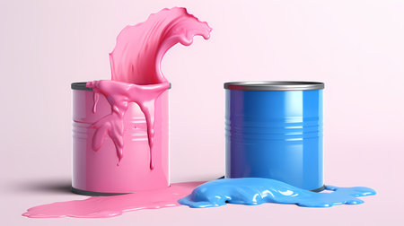 Pink and blue paint dripping from a paint, Baby showerの素材