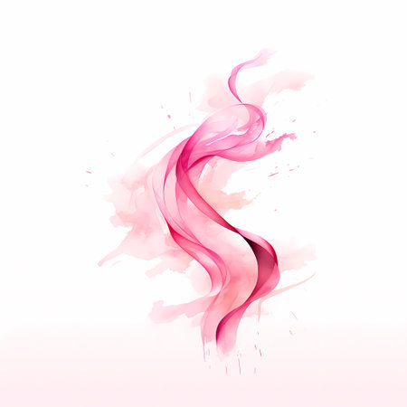 Abstract pink smoke on a white background. Awareness ribbonの素材