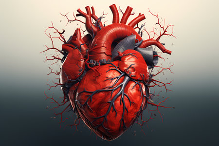Human heart on a gray backgroundの素材