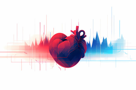 Human heart on a background of the financial chartの素材
