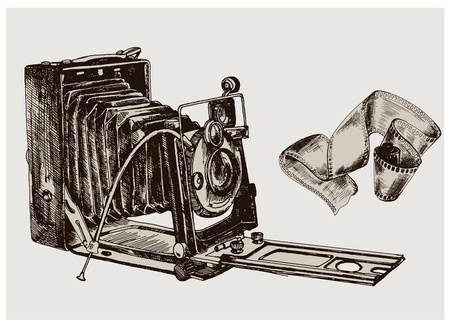 image of the camera  vector sketch retroのイラスト素材