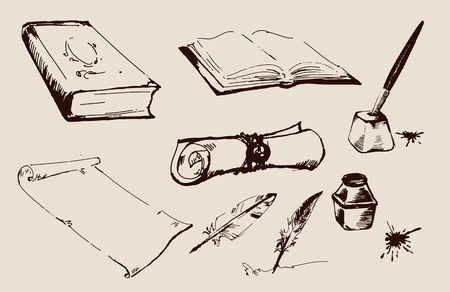 stationery  collection of designs on gray backgroundのイラスト素材