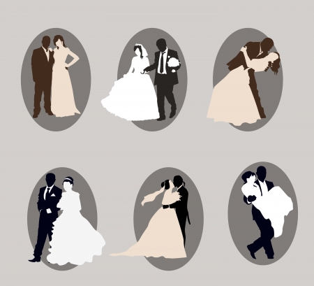 newlyweds  a set of six elementsのイラスト素材