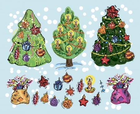 symbols of New Year and Christmas  vectorのイラスト素材