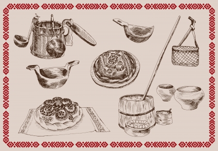 compilation vector illustration Old Russian lifeのイラスト素材