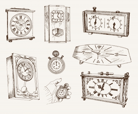 clock  set of vector sketchesのイラスト素材