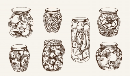 canned fruits and vegetablesのイラスト素材