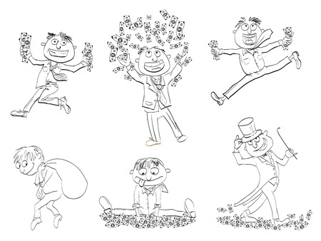 millionaire  set of vector sketchesのイラスト素材