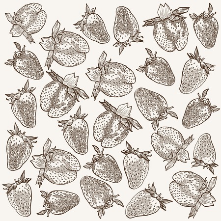 vector sketch of a garden strawberries, made by handのイラスト素材