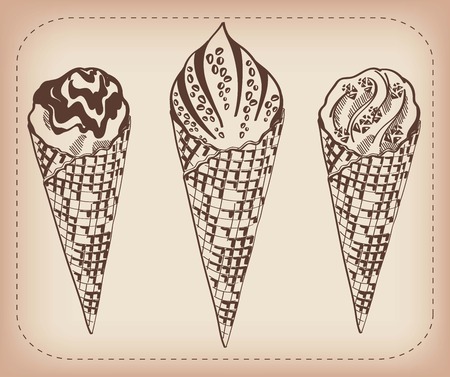 ice cream set of vector sketches handmadeのイラスト素材