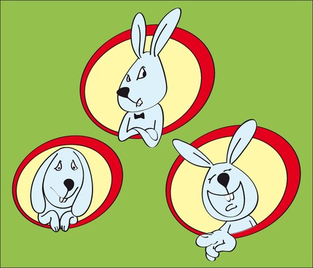 Bunny and emotions  set of vector iconsのイラスト素材