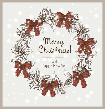 New Year\'s and Merry Christmas card handmadeのイラスト素材
