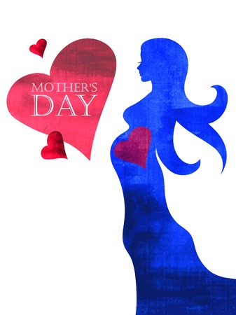 Beautiful mother silhouette with her daughter. vector illustrationのイラスト素材