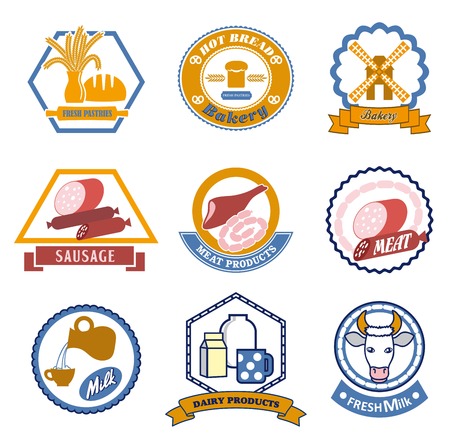 foodstuffs  colored vector icons on white backgroundのイラスト素材