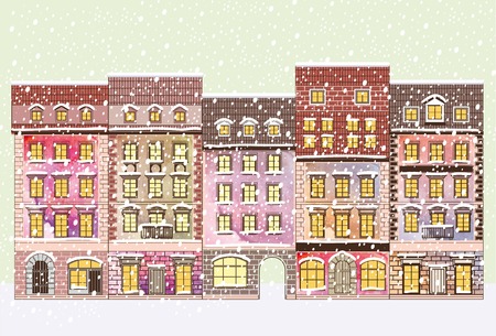 city street facades of buildings color vector illustrationのイラスト素材