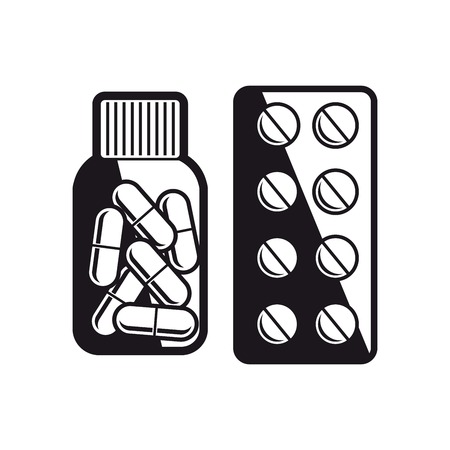 medicaments black vector icons on white backgroundのイラスト素材
