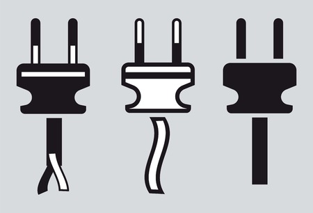 electric plug set of vector icons of black on a gray backgroundのイラスト素材