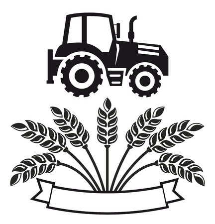 tractor black icon on a white backgroundのイラスト素材