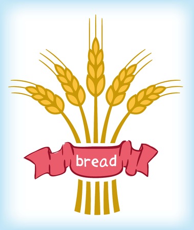 Sheaf of wheat ears with ribbon in colorsのイラスト素材