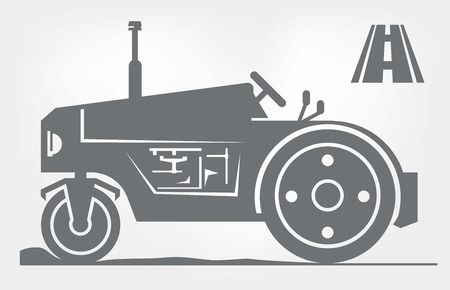road roller. icon on a black backgroundのイラスト素材