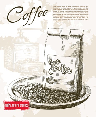 coffee beans. beautiful background made by handのイラスト素材
