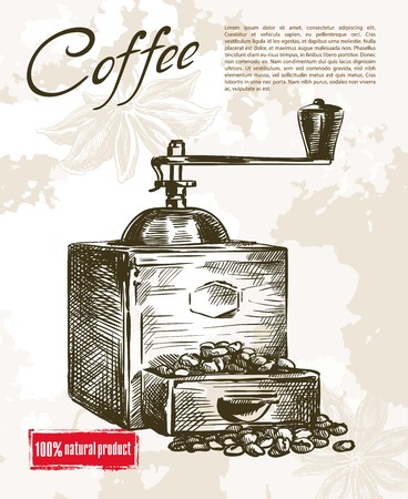 coffee mill. beautiful background made by handのイラスト素材