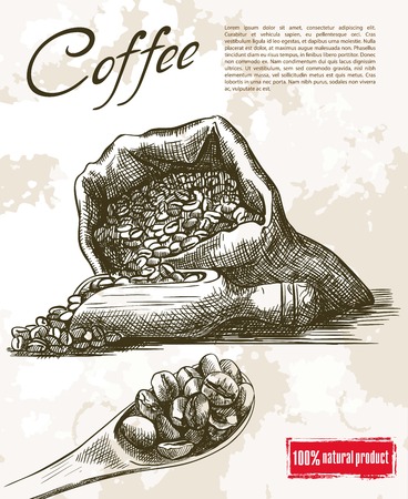 coffee beans. beautiful background made by handのイラスト素材
