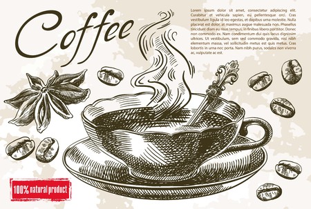 cup of coffee. beautiful background made by handのイラスト素材