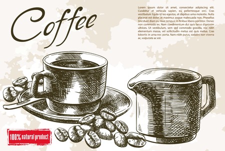 cup of coffee. beautiful background made by handのイラスト素材