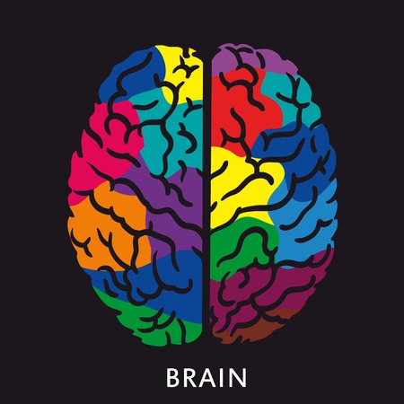 abstract image of a human brain on a black backgroundのイラスト素材